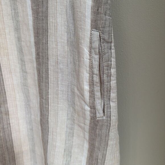 BeachLunchLounge S Women's Linen/Cotton Blend Striped Boho Short Sleeve Dress - Picture 5 of 8